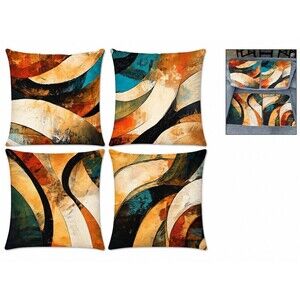 Set of 4 Abstract Modern Throw Pillow Covers Multicolor 18x18 Square cozy modern
